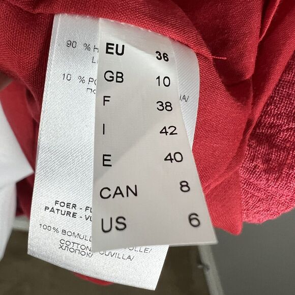 Q'Neel Nordic Design Linen Sleeveless Midi Dress Size 6 Coral Pockets Lagenlook - Picture 10 of 10